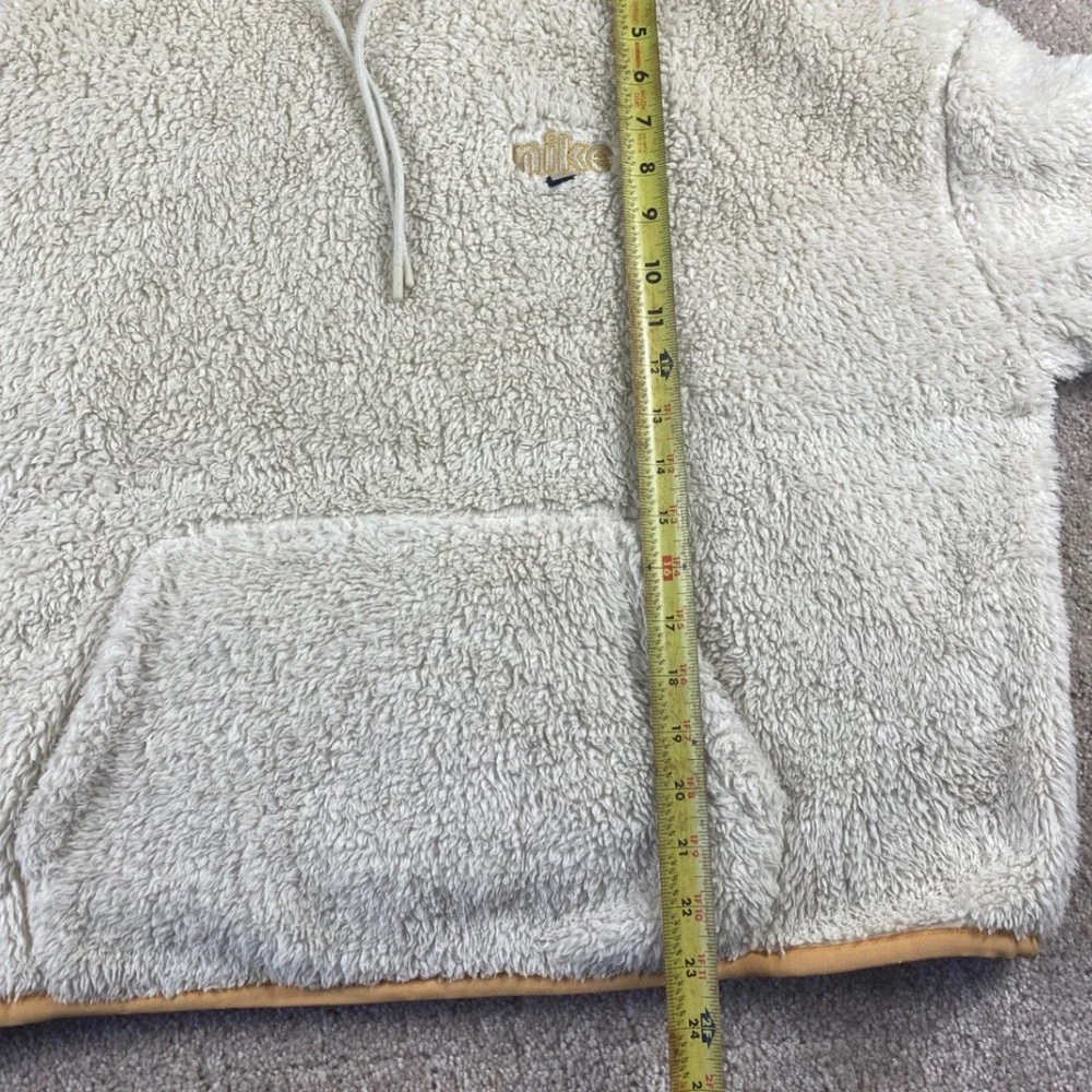 Nike Essentials Sherpa Fleece Hoodie Cream Tan CU6425-238 Womens Large